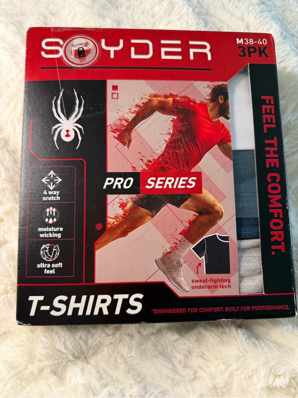 NWT Spyder Pro Series Men’s 3-Pack T-Shirts - Red/Black/White Size M